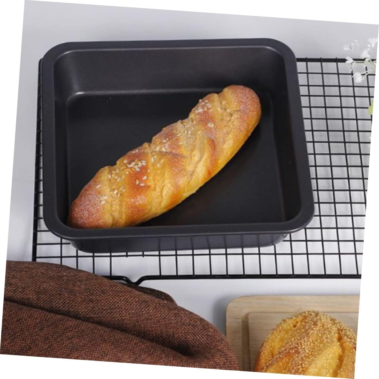 Square Black Swiss Roll Baking Pan for Oven - Reusable Bread & Pastry Tray for Toaster Oven or Broiler