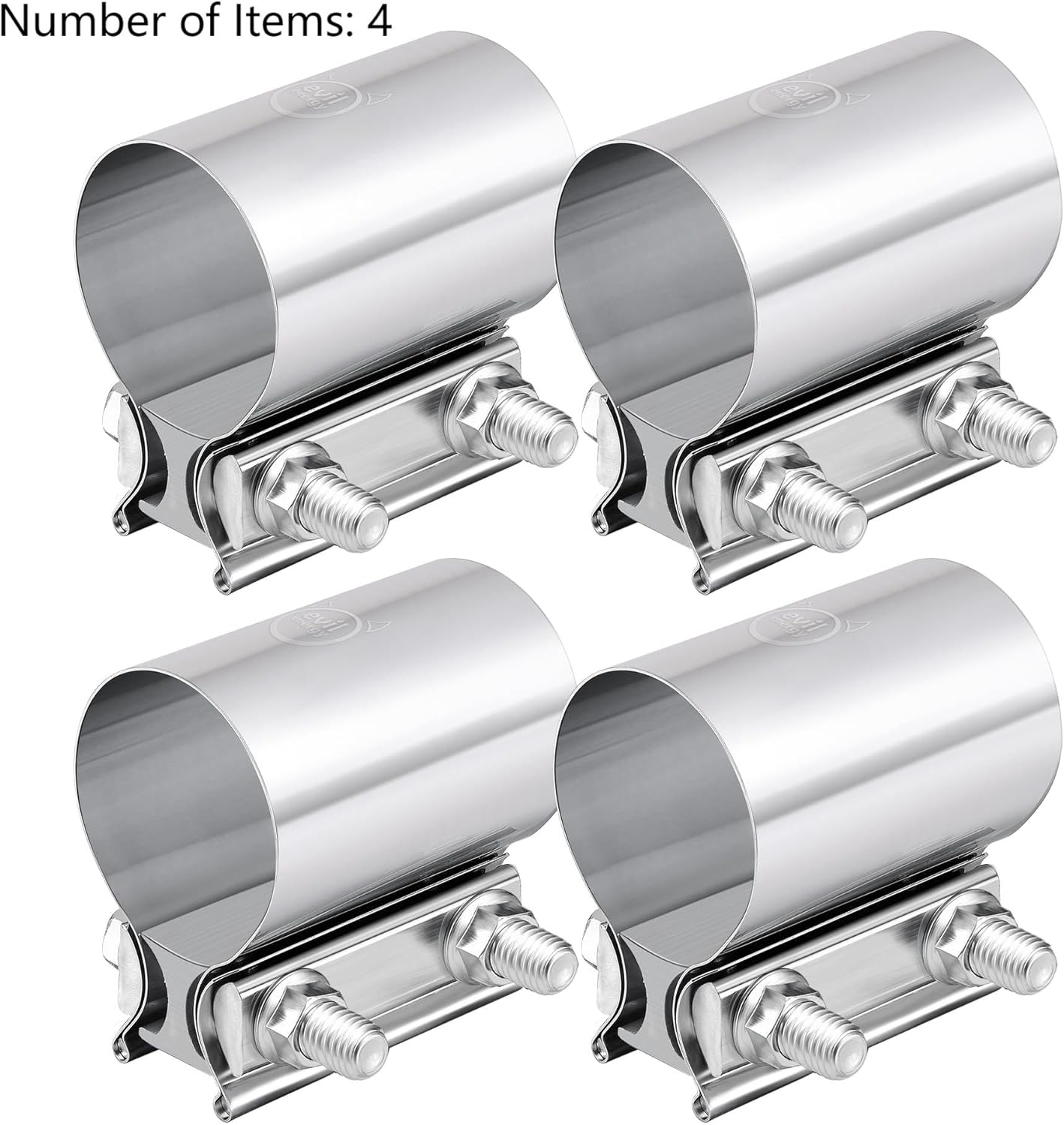 Stainless Steel 2.5" Exhaust Clamp for Pipes, Mufflers, Catalytic Converters - 2PC Set