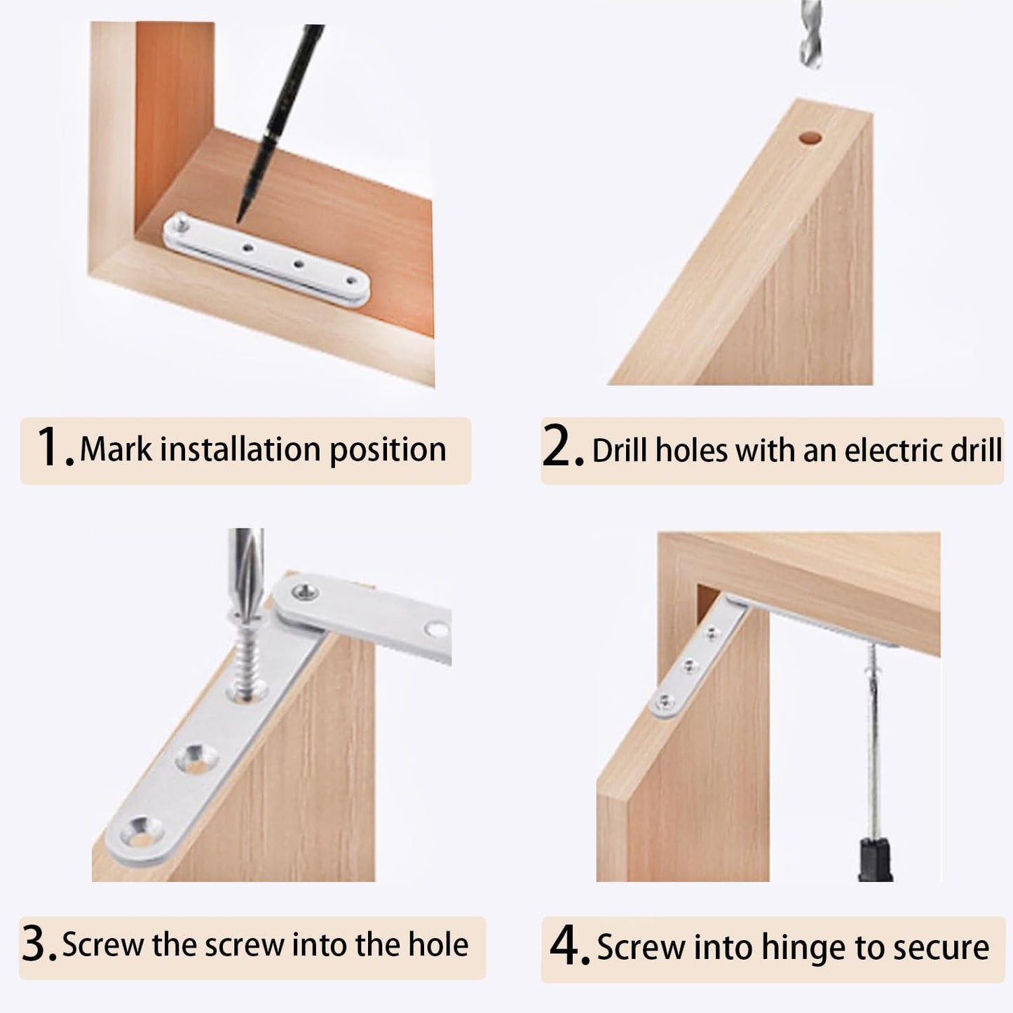 Stainless Steel 360 Degree Rotating Concealed Hinges Set for Door Cabinets - Small Size