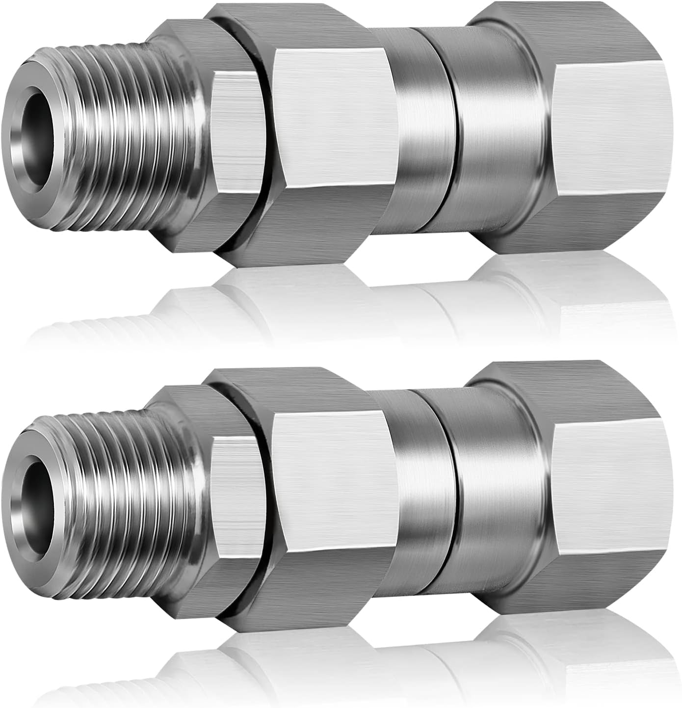 Stainless Steel 3/8 NPT Pressure Washer Swivel Fitting Set - Anti-Twist Connector for Gun and Hose - 360 Degree Swivel Joint - 2 Pcs