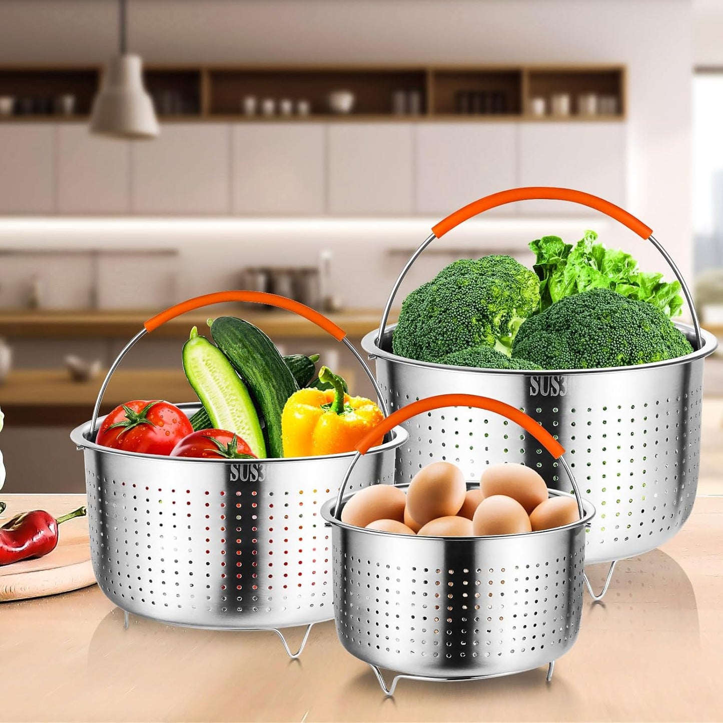 Stainless Steel 6 Qt Food Steamer Basket for Instant Pot - Cook Veggies, Fish, Seafood, Pasta, Dumplings, and More efficiently