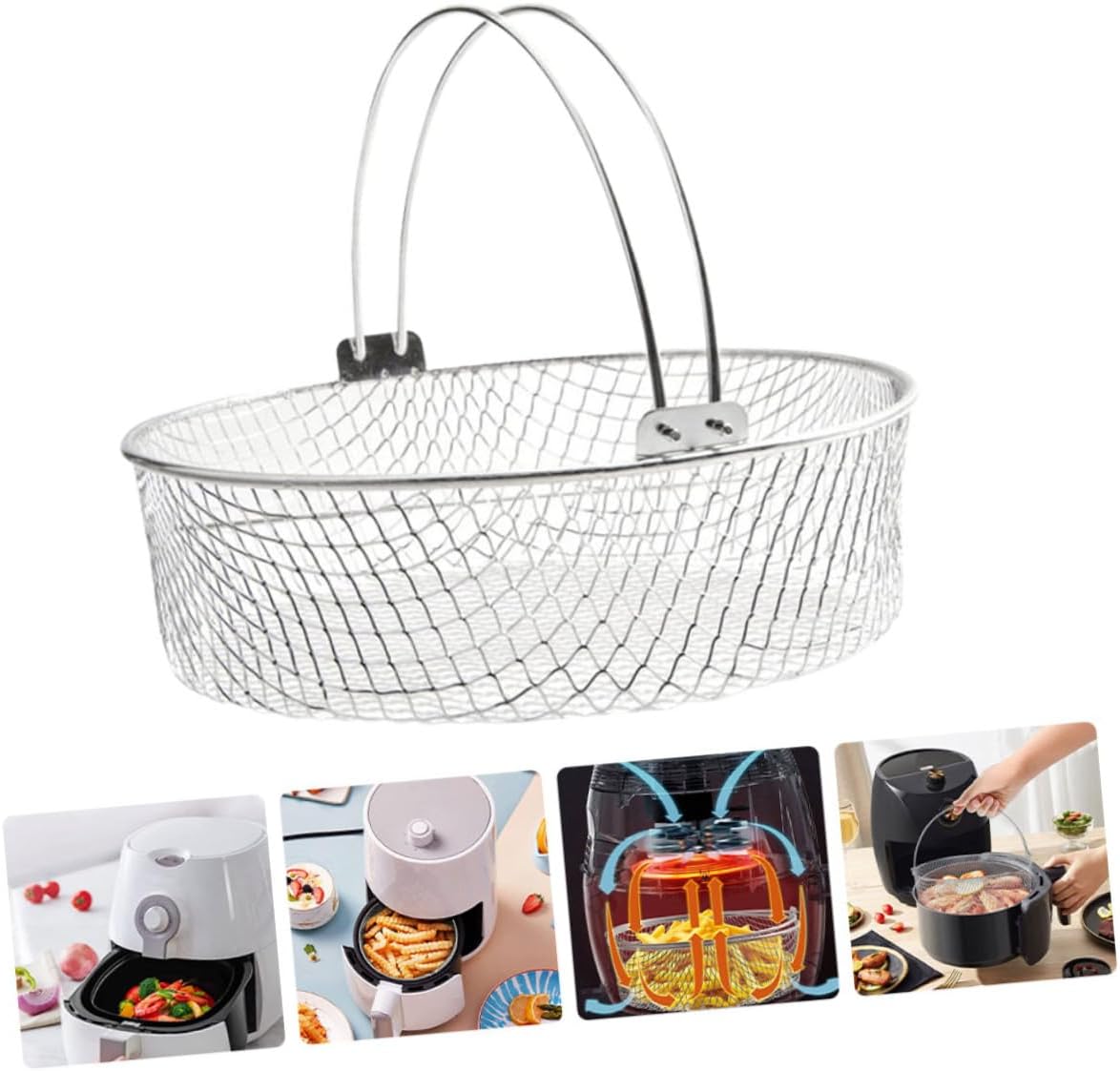 Stainless Steel Air Fryer Basket Liner Pan Set for Ninja Air Fryer - Accessories for Pro Oven, Wok, Ramekins, Square Fryer