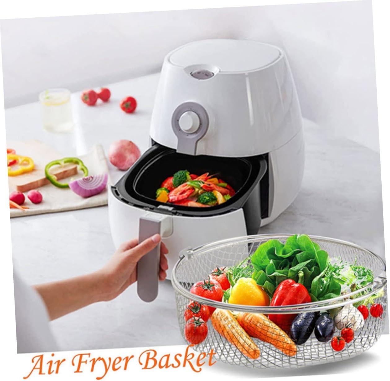 Stainless Steel Air Fryer Basket Liner Pan Set for Ninja Air Fryer - Accessories for Pro Oven, Wok, Ramekins, Square Fryer