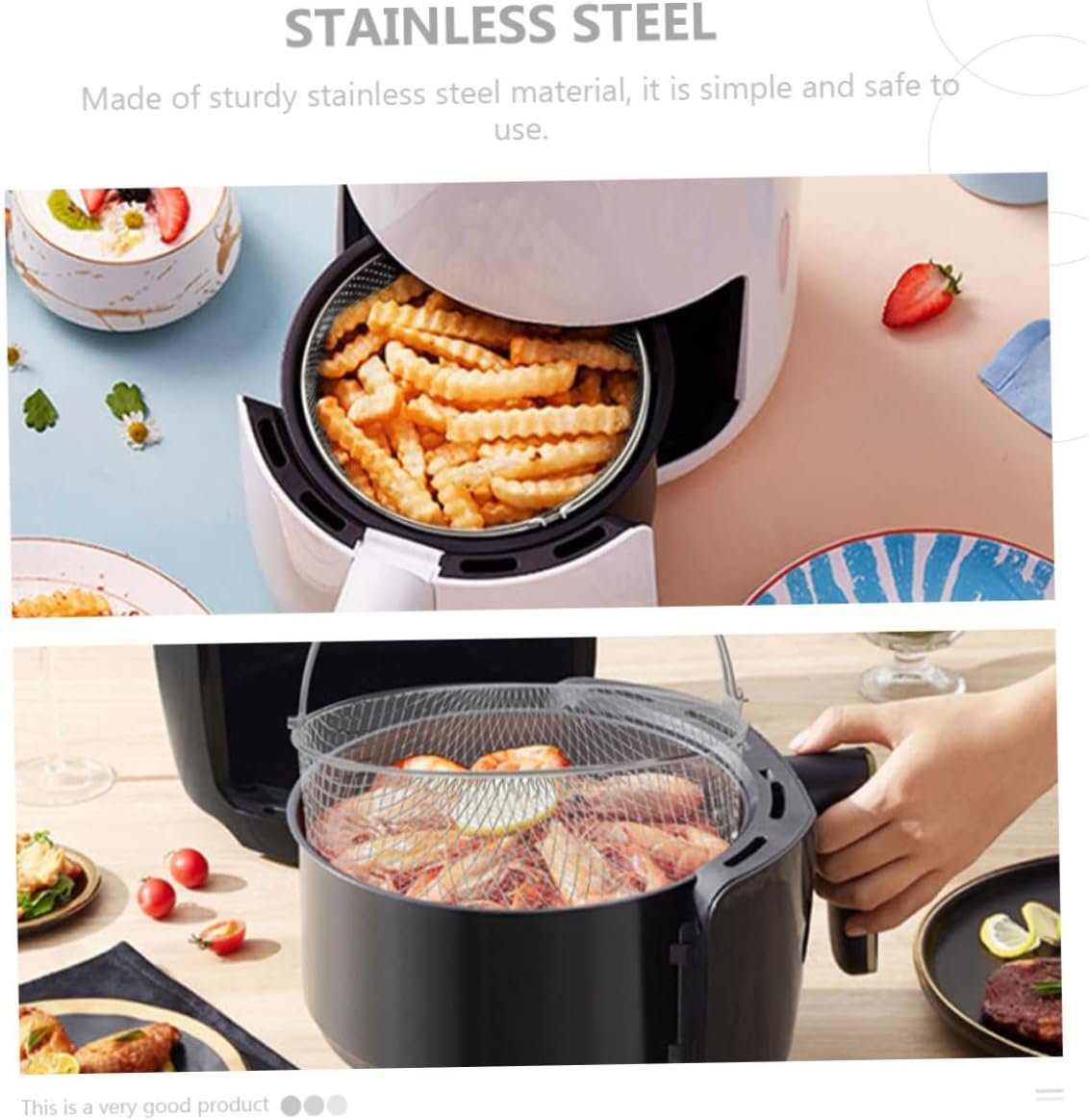 Stainless Steel Air Fryer Basket Liner Pan Set for Ninja Air Fryer - Accessories for Pro Oven, Wok, Ramekins, Square Fryer