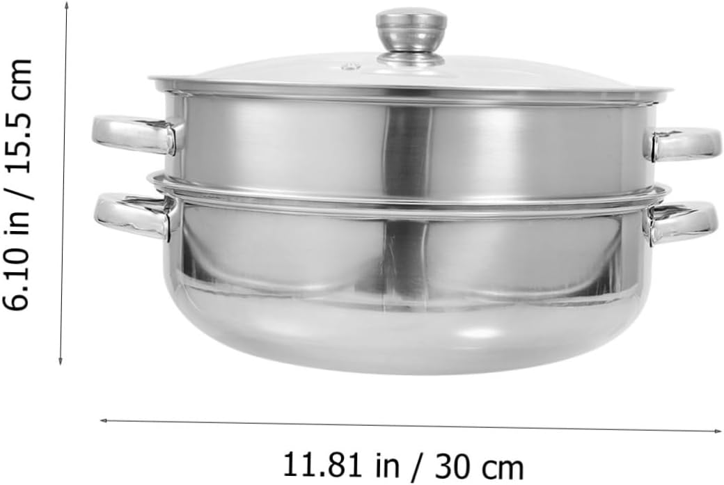Stainless Steel Amphora Cooking Stock Pot Set for Electric Multi Cooker - Large Steamer Pot with Triple Basket