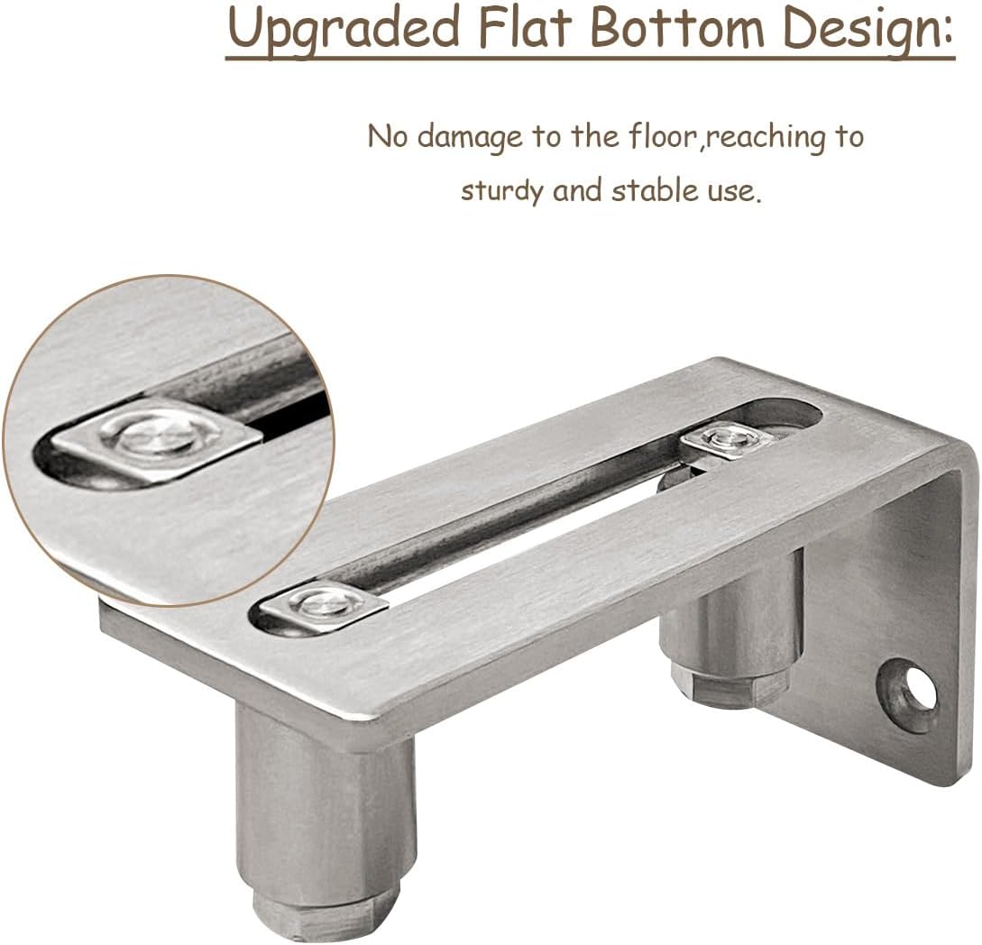 Stainless Steel Barn Door Floor Guide - Adjustable Roller Wall Mounted Mount for Doors Up to 2 1/8 inches Thick - Flush Bottom Design - 1 Pack