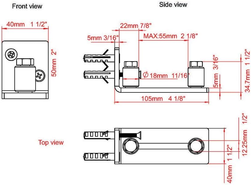 Stainless Steel Barn Door Floor Guide - Adjustable Roller Wall Mounted Mount for Doors Up to 2 1/8 inches Thick - Flush Bottom Design - 1 Pack
