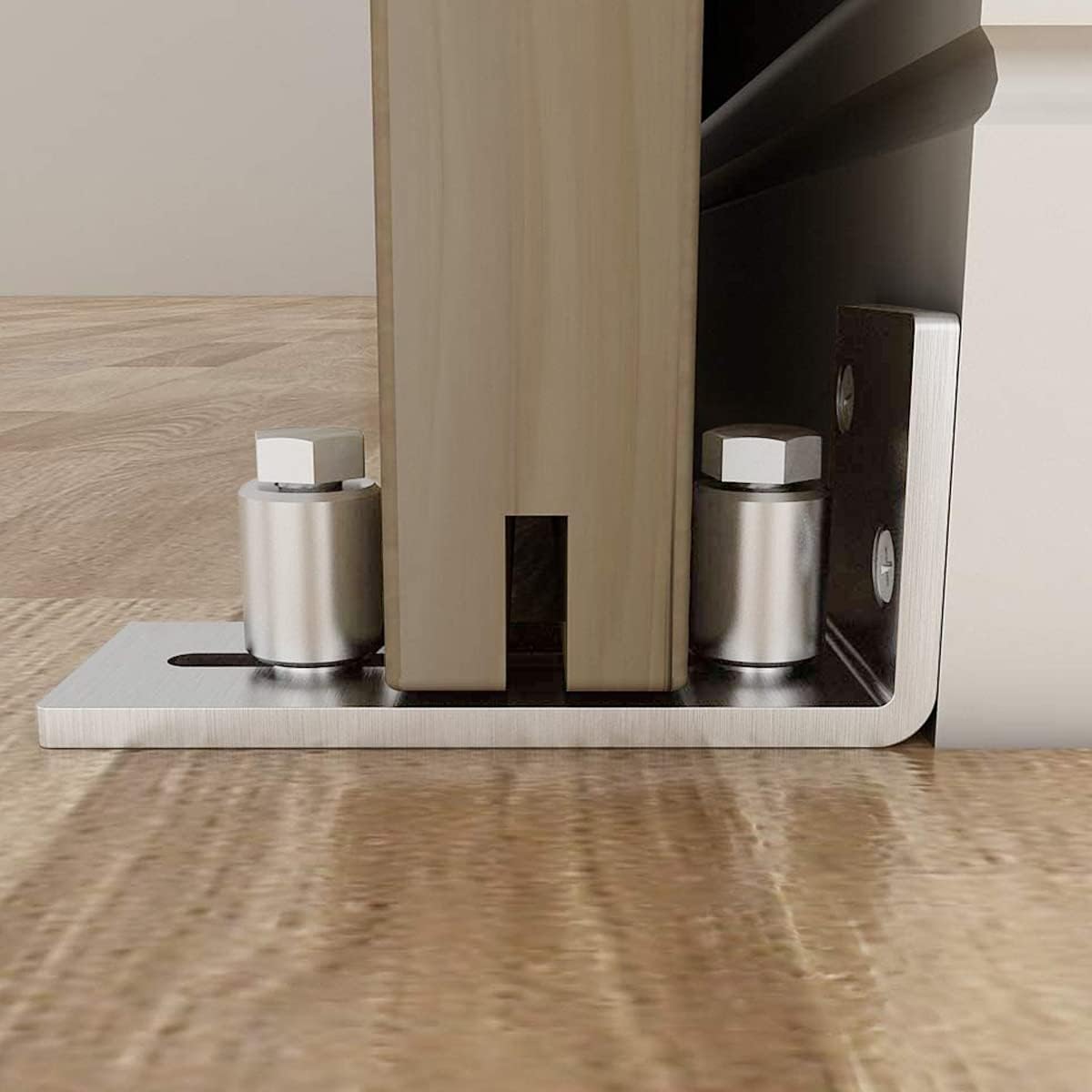 Stainless Steel Barn Door Floor Guide - Adjustable Roller Wall Mounted Mount for Doors Up to 2 1/8 inches Thick - Flush Bottom Design - 1 Pack