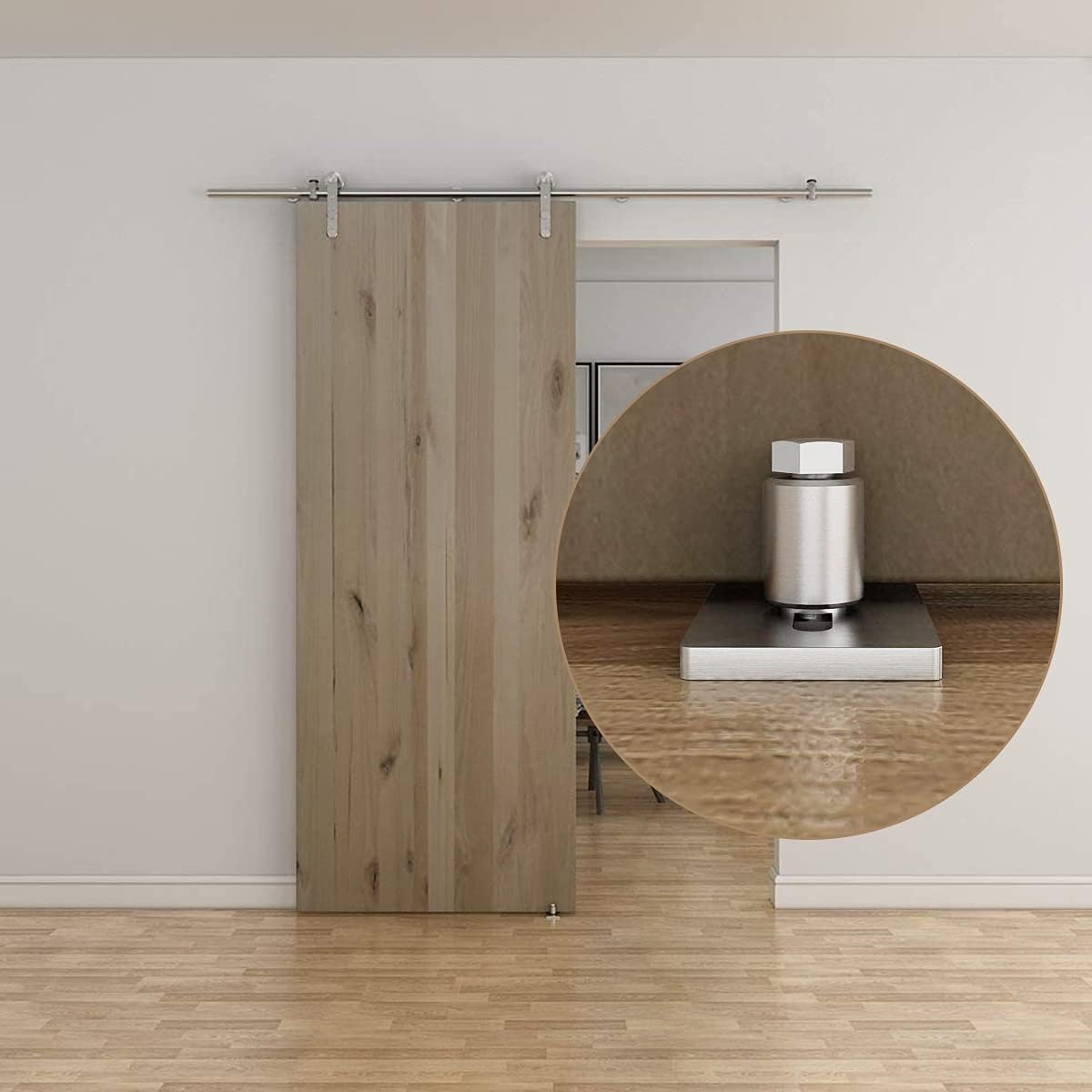 Stainless Steel Barn Door Floor Guide - Adjustable Roller Wall Mounted Mount for Doors Up to 2 1/8 inches Thick - Flush Bottom Design - 1 Pack