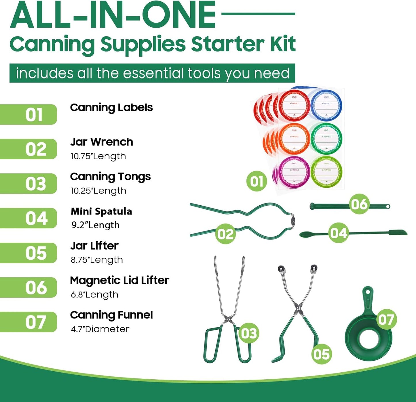 Stainless Steel Canning Kit Set - Premium Supplies for Home Canning, Rust-Free & Dishwasher Safe