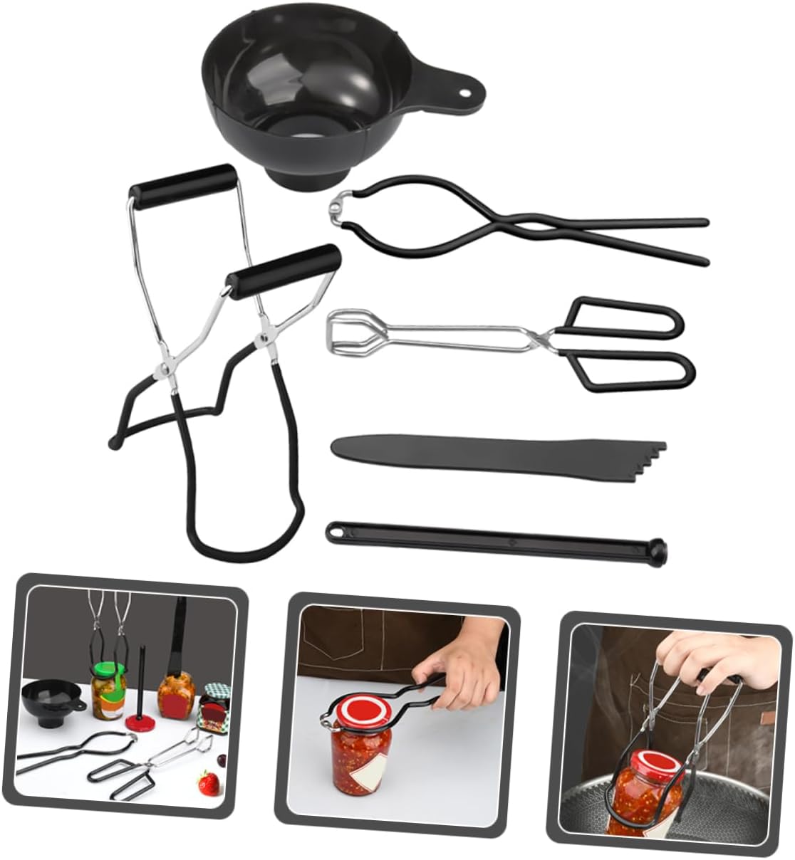 Stainless Steel Canning Kit with Aluminum Can Opener and Jar Lifter - Complete Canning Supplies Set for Jars and Pots