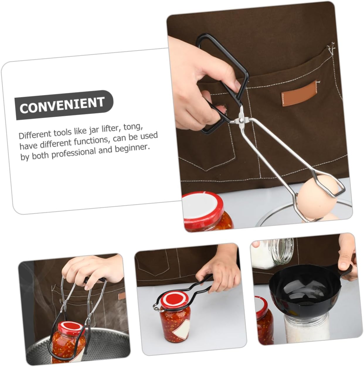 Stainless Steel Canning Kit with Aluminum Can Opener and Jar Lifter - Complete Canning Supplies Set for Jars and Pots