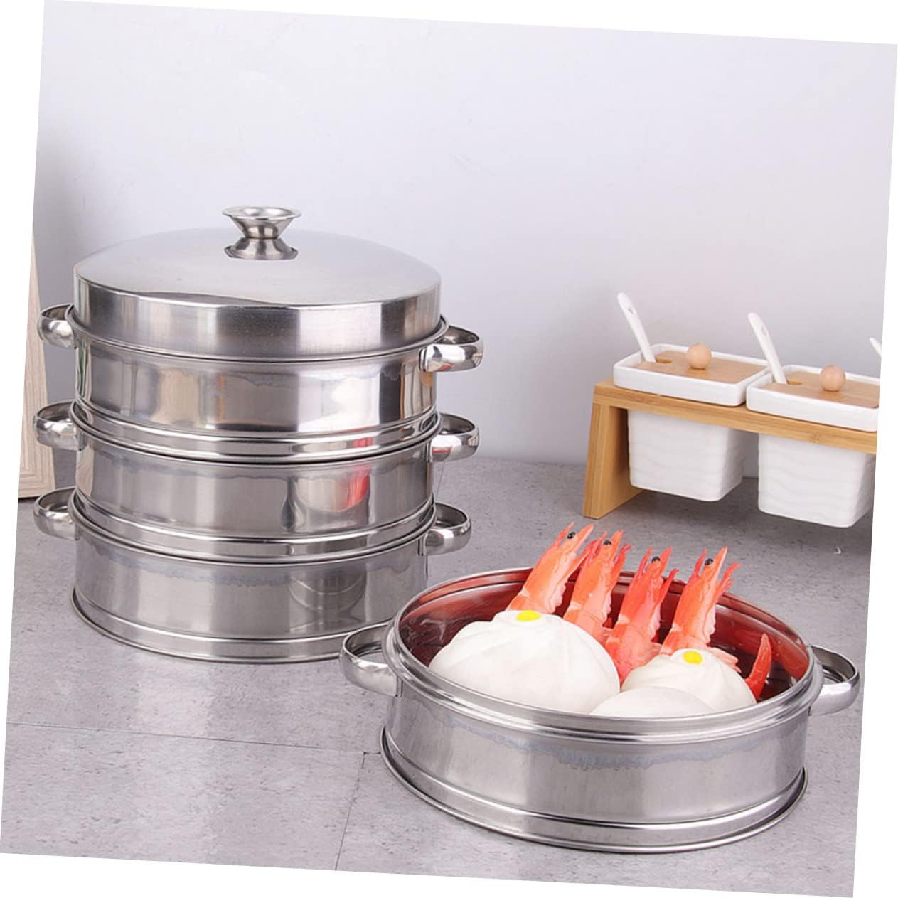 Stainless Steel Chinese Steamer Basket with Handle for Home Kitchen Steaming - Dim Sum Steamer for Food Supply