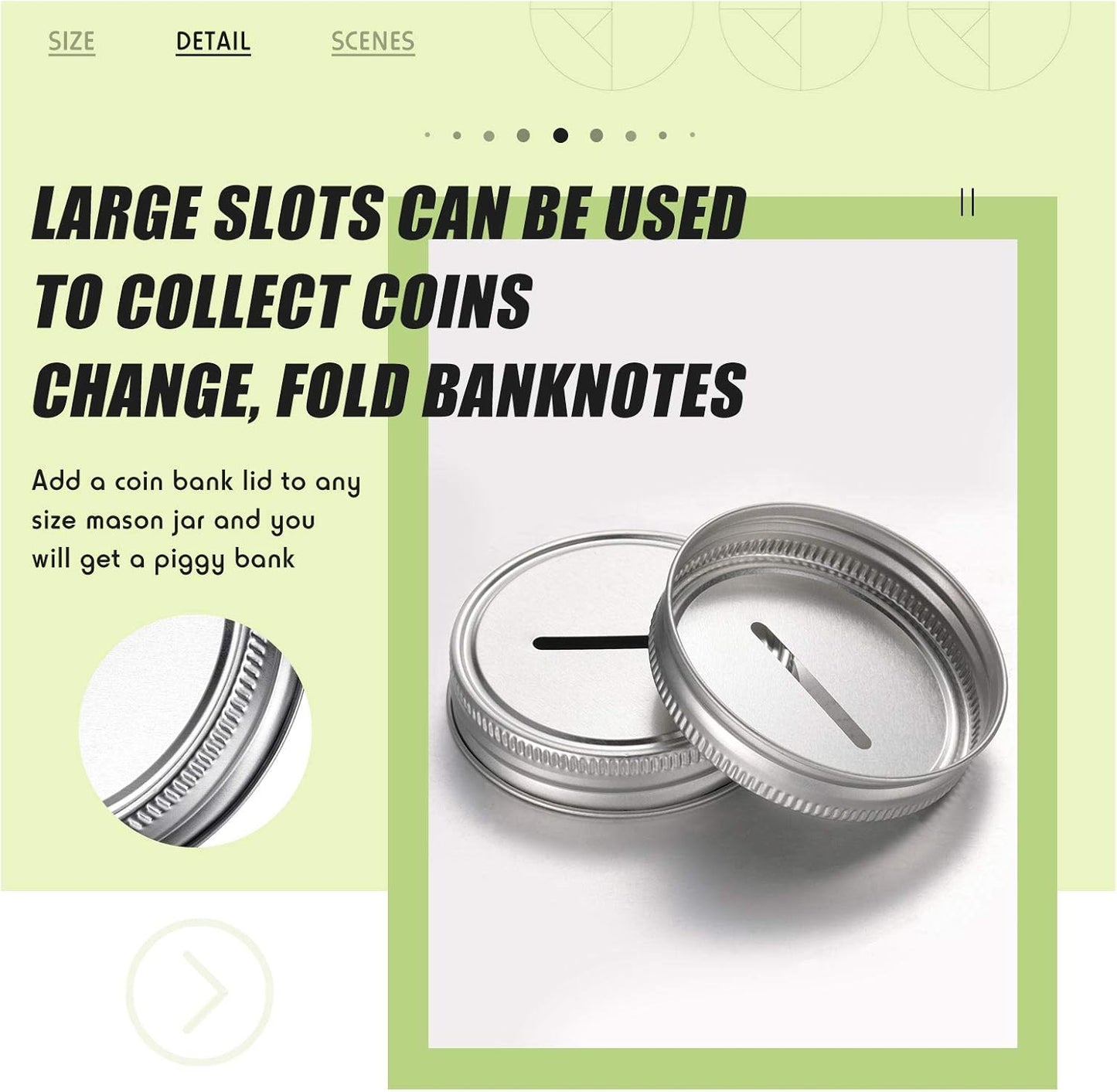Stainless Steel Coin Slot Lid for Mason Jars - 24 Pack, Regular Mouth Ball Canning Jar Money Saving Metal Lid - Geiserailie
