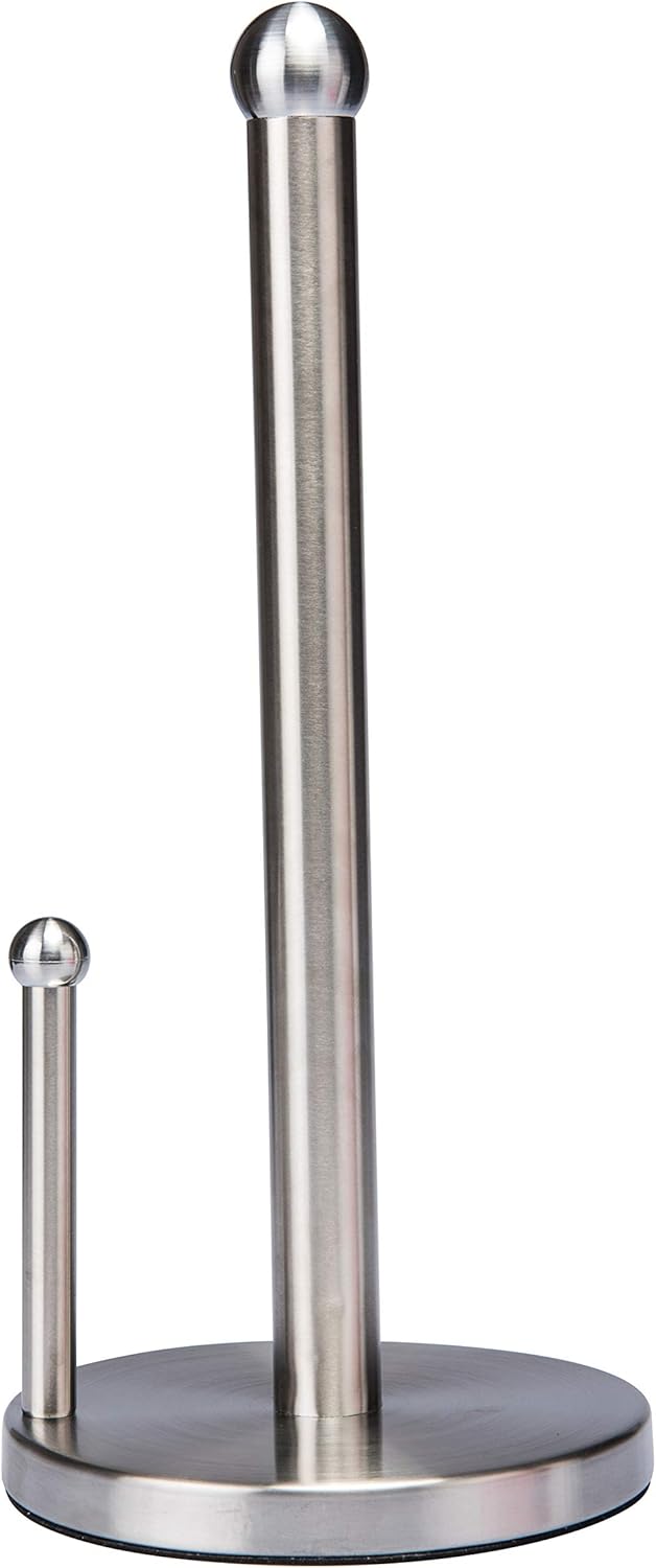Stainless Steel Countertop Paper Towel Holder with Weighted Bottom - Free Standing Dispenser Bar for Standard Rolls - Kitchen Details