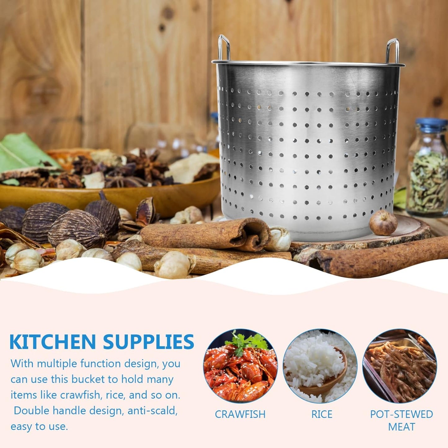 Stainless Steel Crawfish Seafood Boil Pot with Strainer Basket for Outdoor Cooking - Silver Heavy-duty Bayou Boiler