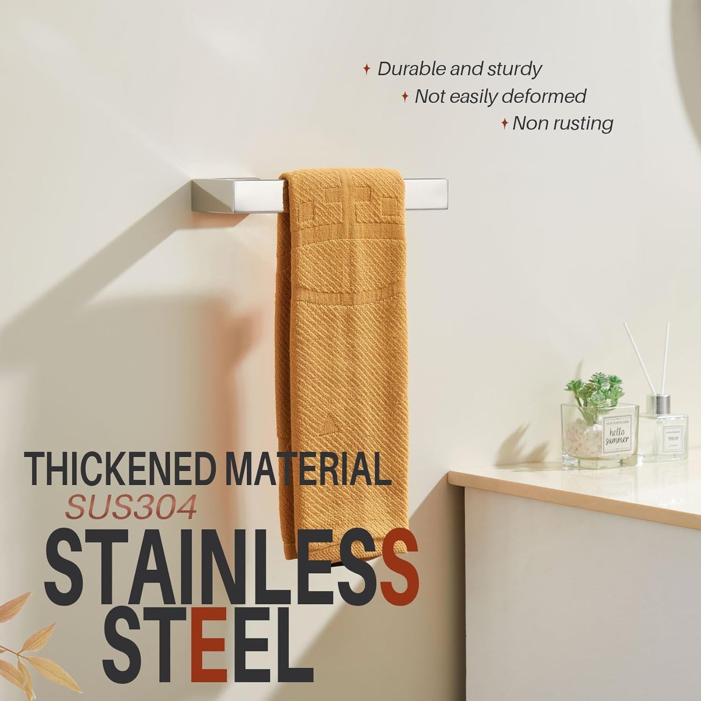 Stainless Steel Hand Towel Bars Wall Mounted Bathroom Towel Holder - Polished Chrome Bath Hardware Rack by KOKOSIRI