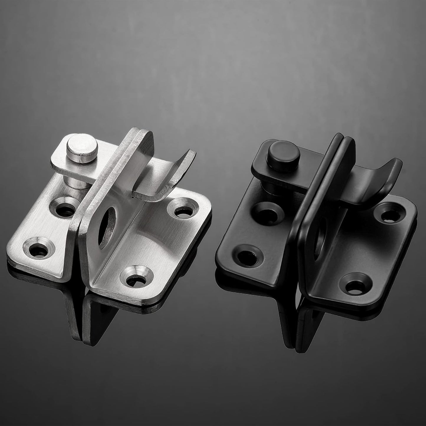 Stainless Steel Heavy Duty Flip Latch Set for Barn Gates, Doors, and Cabinets - 2 Pack, Black, 1.81" x 1.77