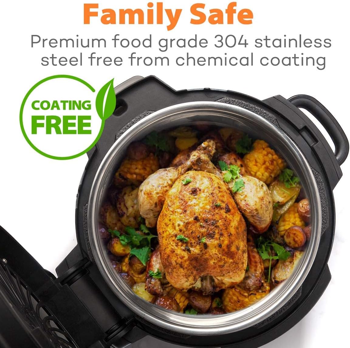 Stainless Steel Inner Pot Compatible with Ninja Foodi 8 Quart - Goldlion Accessories Replacement Insert Liner