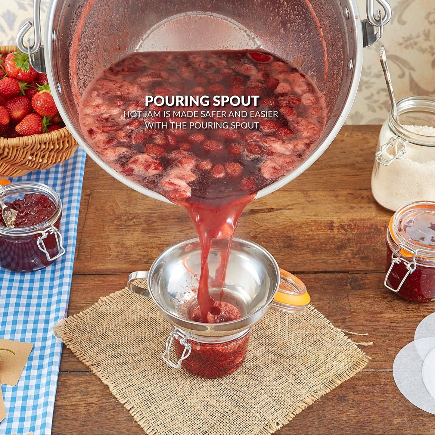 Stainless Steel Maslin Pan for Jam Making and Preserves - 9L/9QT Bucket with Handle for Camping