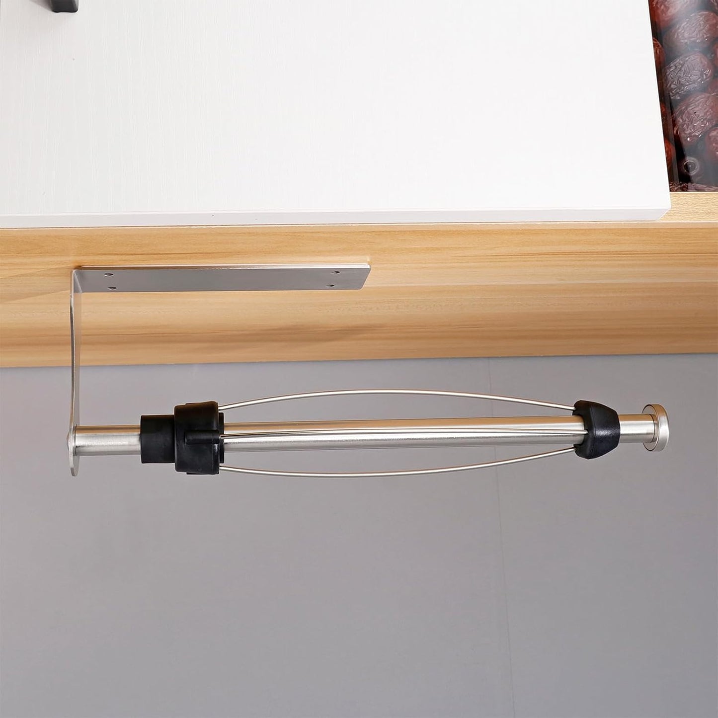 Stainless Steel Paper Towel Holder with Damping Function and 2 Hooks for Kitchen - Easy Tear Under Cabinet/Wall Mount - Brushed Nickel Finish
