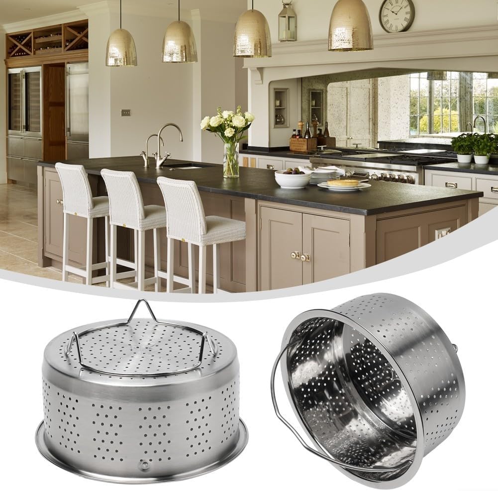 Stainless Steel Pressure Cooker Steamer Insert with Silicone Handle - Ideal for Steaming Vegetables, Eggs, Rice, and Meat (21.5cm)