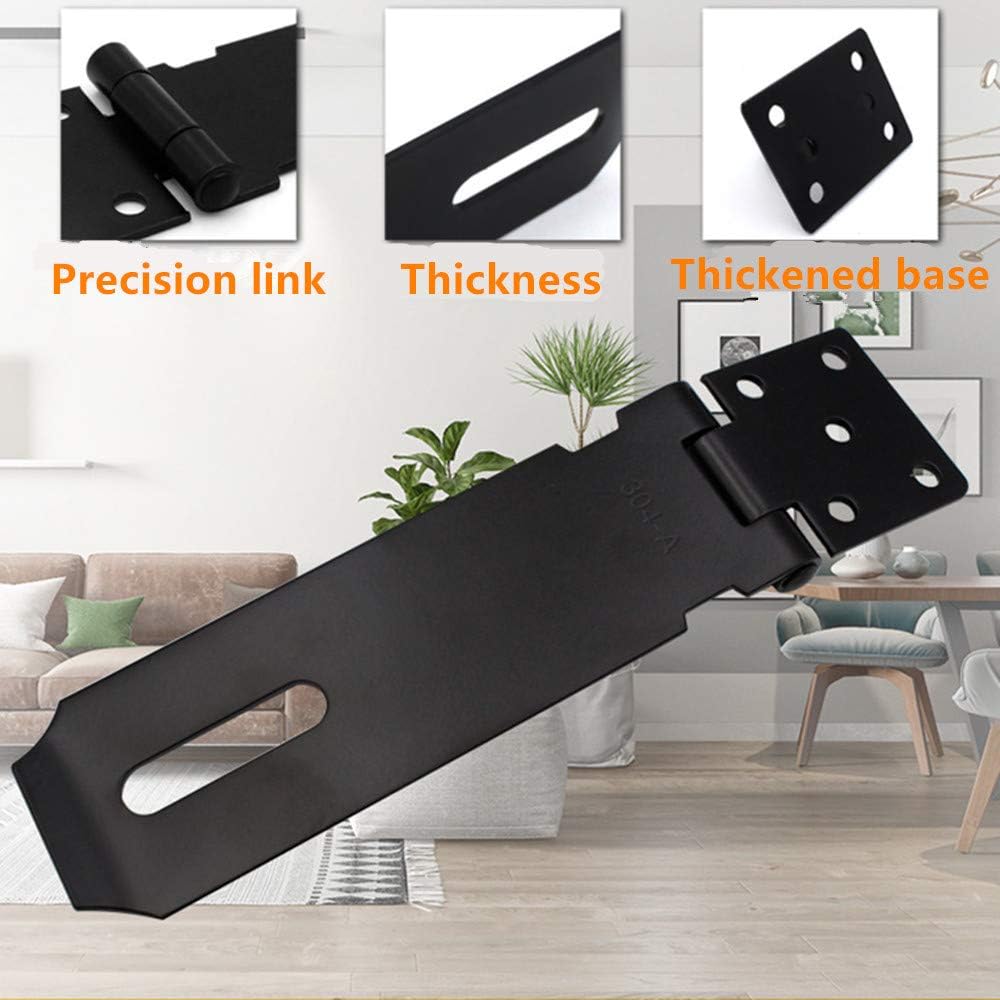 Stainless Steel Safety Clasp Hasp Lock Latch Set - 3 Inch Door Gate Lock with Screws, Matte Black Finish - 2 Pack - WildKart