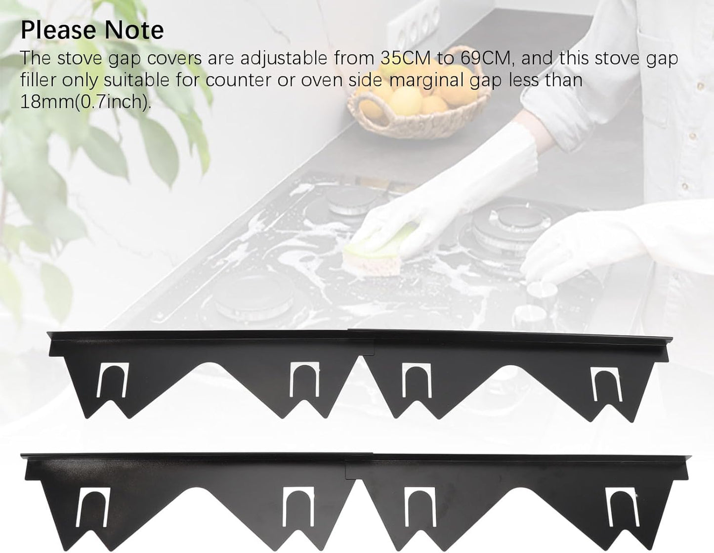 Stainless Steel Stove Covers Kit for Burner, Oven, Toaster - Telescopic Gas Range Covers Set with Caulking Plate - 2 Pair Appliance Covers for Stove Top
