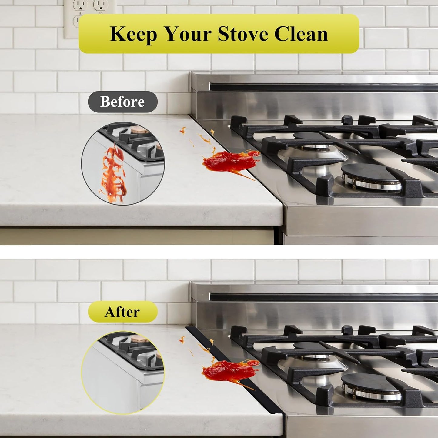 Stainless Steel Stove Gap Covers - Adjustable Length Oven Side Gap Filler, Counter Range Trim Kit, Heat Resistant & Easy to Clean - 13" to 27