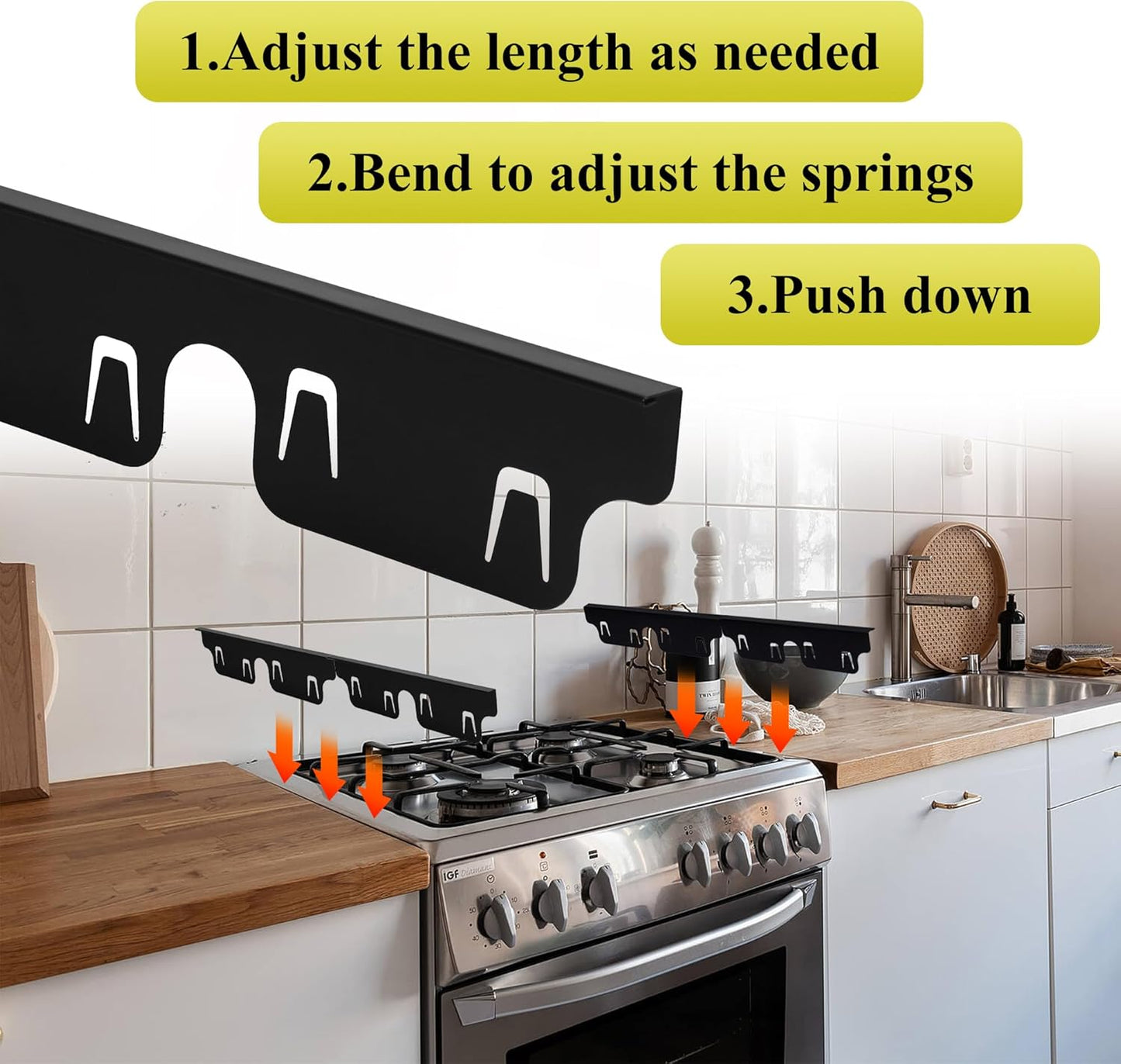 Stainless Steel Stove Gap Covers - Adjustable Length Oven Side Gap Filler, Counter Range Trim Kit, Heat Resistant & Easy to Clean - 13" to 27