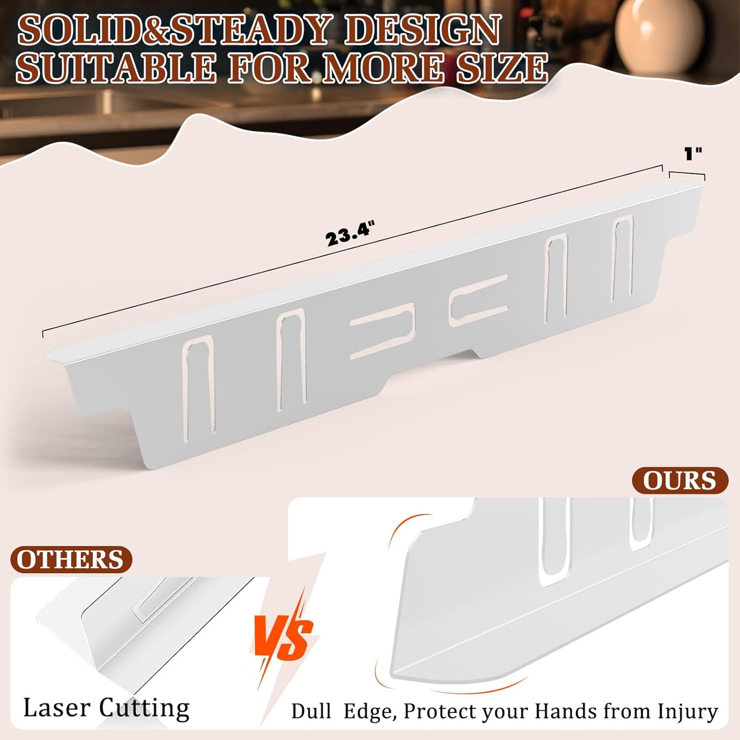 Stainless Steel Stove Gap Covers - Heat Resistant Oven Gap Filler Kit for 23.4" Spaces - Slide-in Range Trim Guard for Seamless Kitchen - Easy to Clean - White