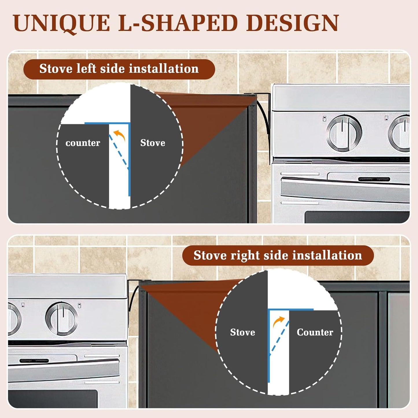 Stainless Steel Stove Gap Covers - Heat Resistant Oven Gap Filler Kit for 23.4" Spaces - Slide-in Range Trim Guard for Seamless Kitchen - Easy to Clean - White