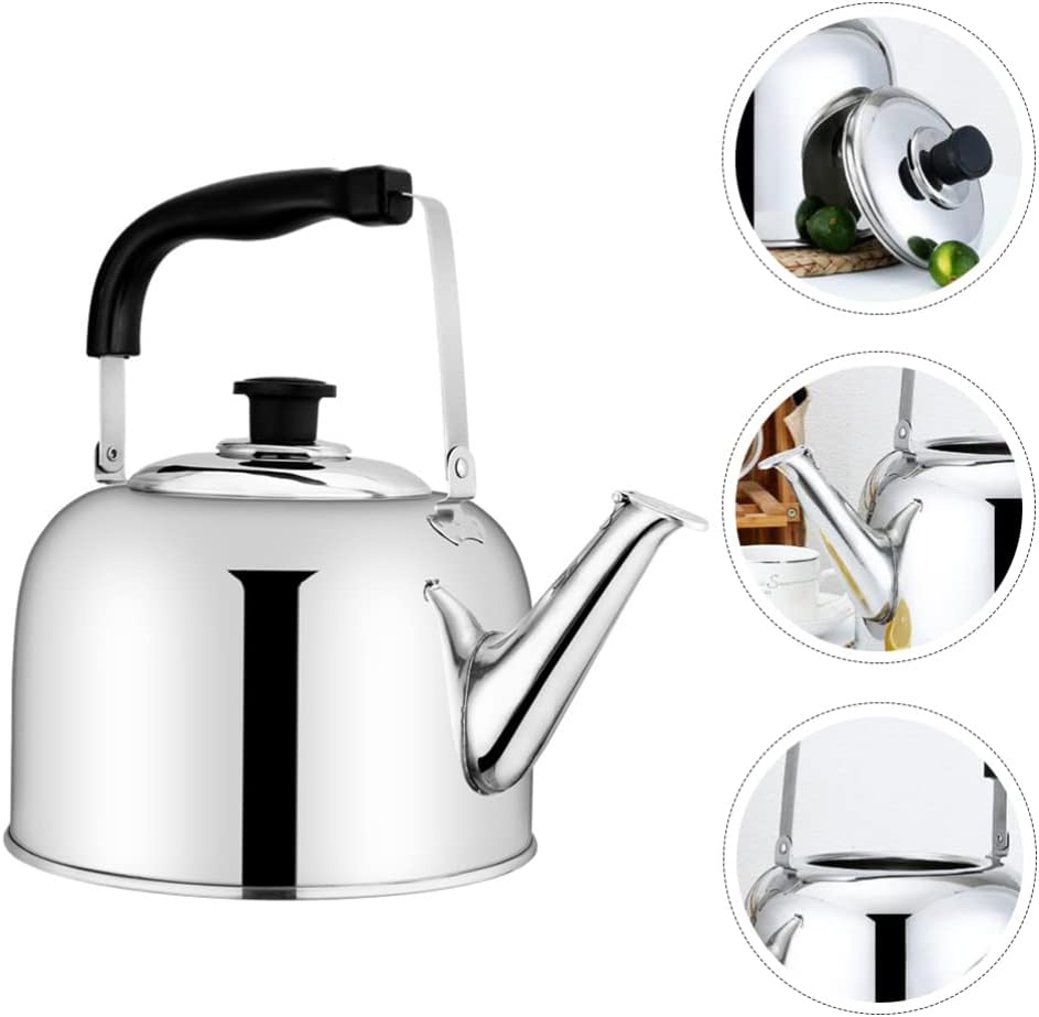 Stainless Steel Tea Kettle with Anti-Scald Handle - Stovetop Water Boiler Pot for Gas Stoves