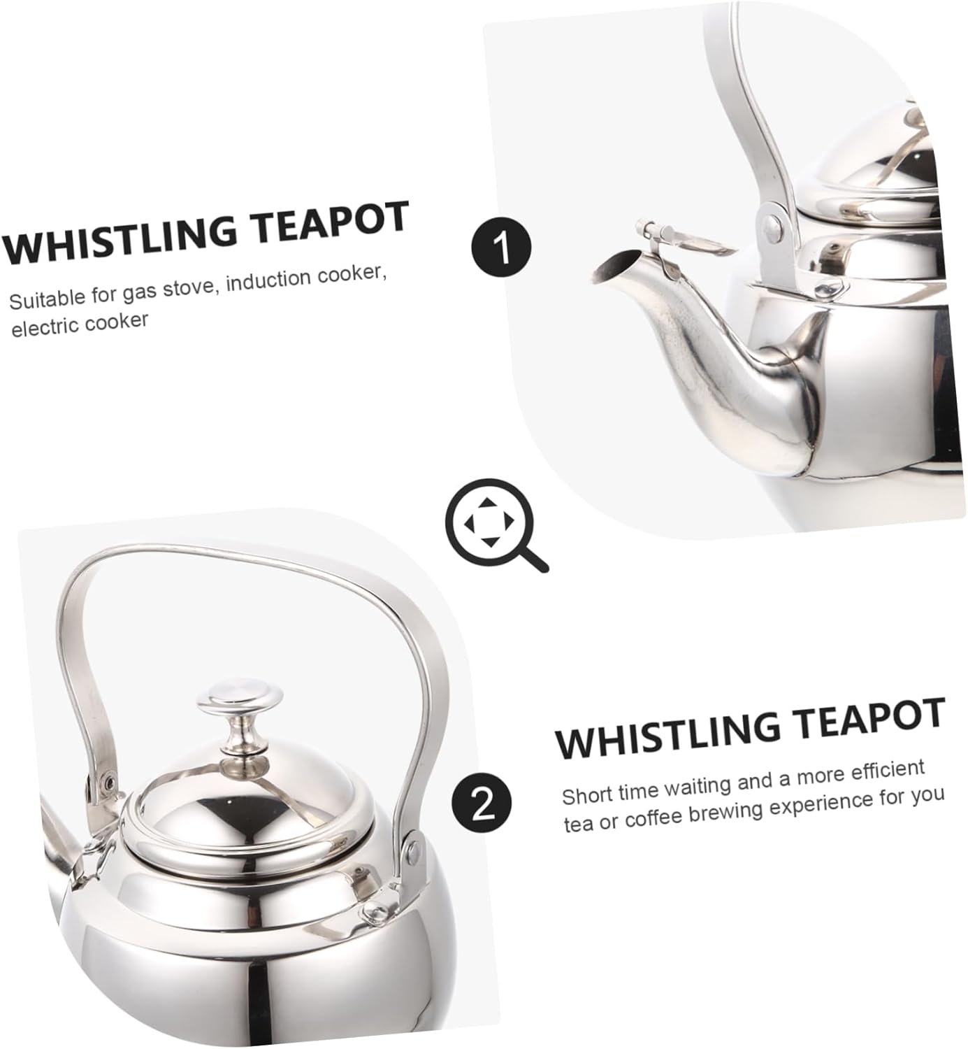 Stainless Steel Teakettle with Strainer and Handle for Tea and Milk - FUNOMOCYA Sturdy Kettle
