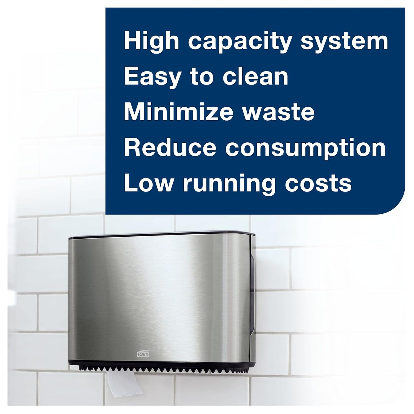 Stainless Steel Tork Mini Jumbo Toilet Paper Roll Dispenser T2 - Sleek Modern Design - 465500