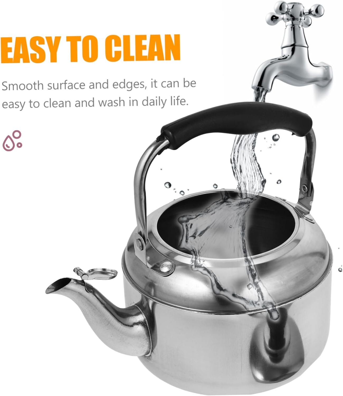 Stainless Steel Whistling Kettle for Gas Hob and Stove - Silver Chinese Teapot Water Boiler