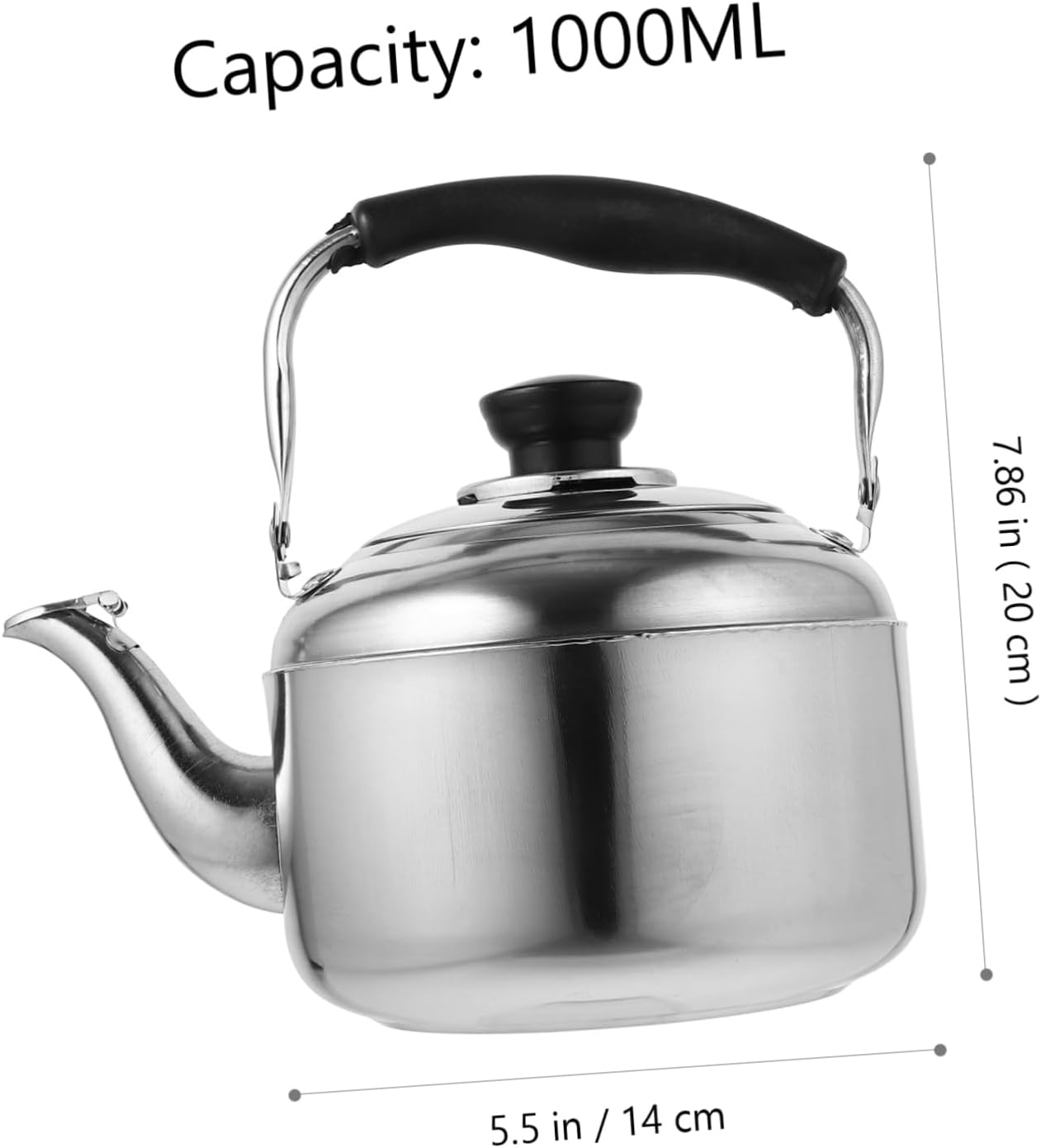 Stainless Steel Whistling Kettle for Gas Hob and Stove - Silver Chinese Teapot Water Boiler