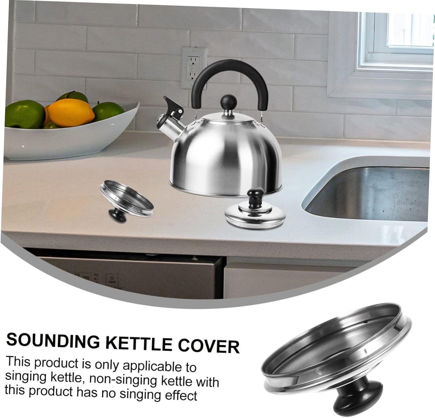 Stainless Steel Whistling Kettle Lid Replacement - Teakettle Top Handle Cover - Cookware Pot Lid Knob - Silver Teapot Lid Handle