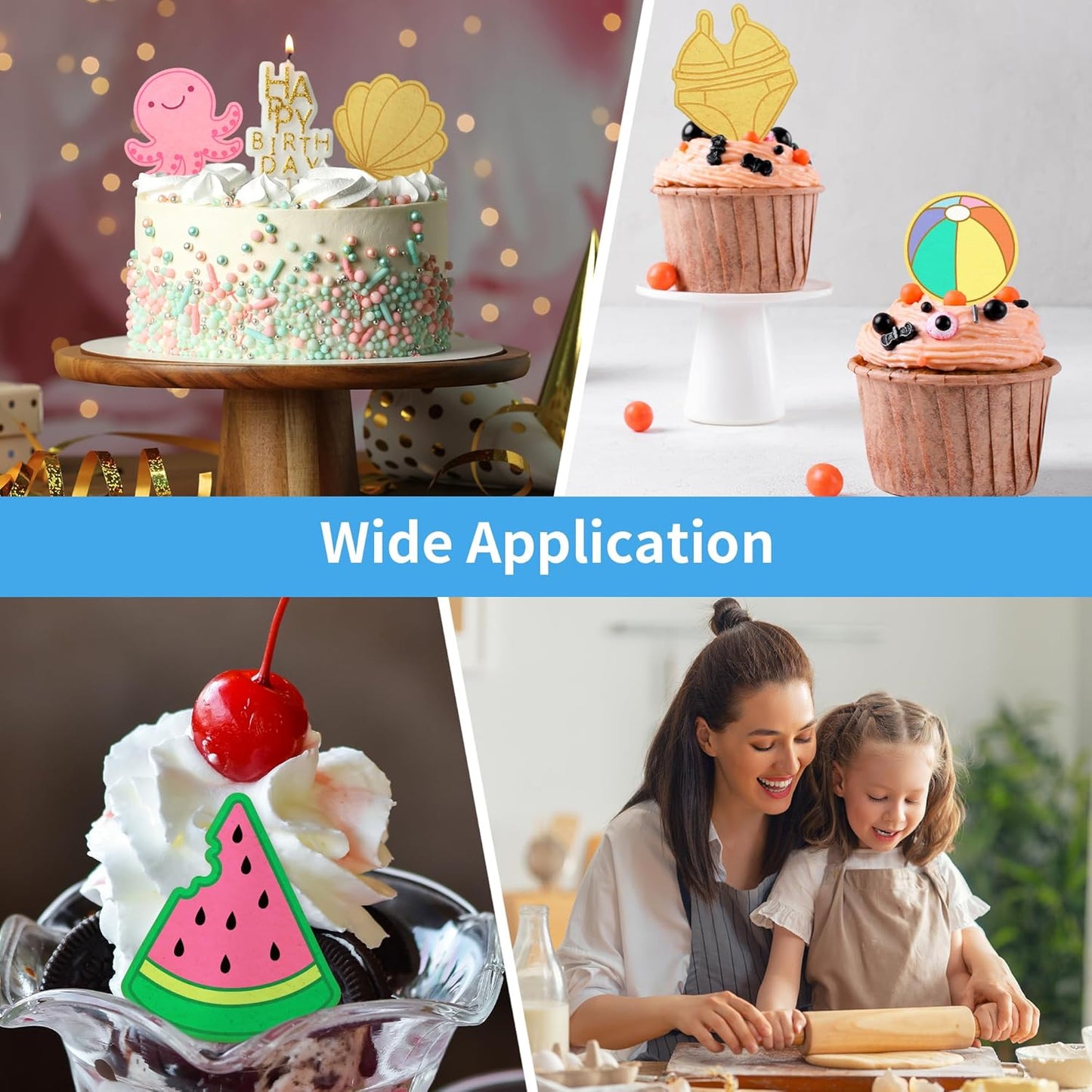 Summer Beach Cookie Cutters Set - 8 Pcs Polymer Clay Molds for Baking Watermelon Starfish Swimsuit Cookies - Fun Party Supplies