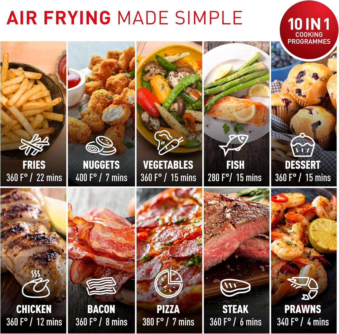 T-fal Easy Fry Max 5.3 qt Digital Air Fryer - 10 Cooking Programs, Touchscreen, Dishwasher-Safe, Fast & Healthy Cooking, Grey