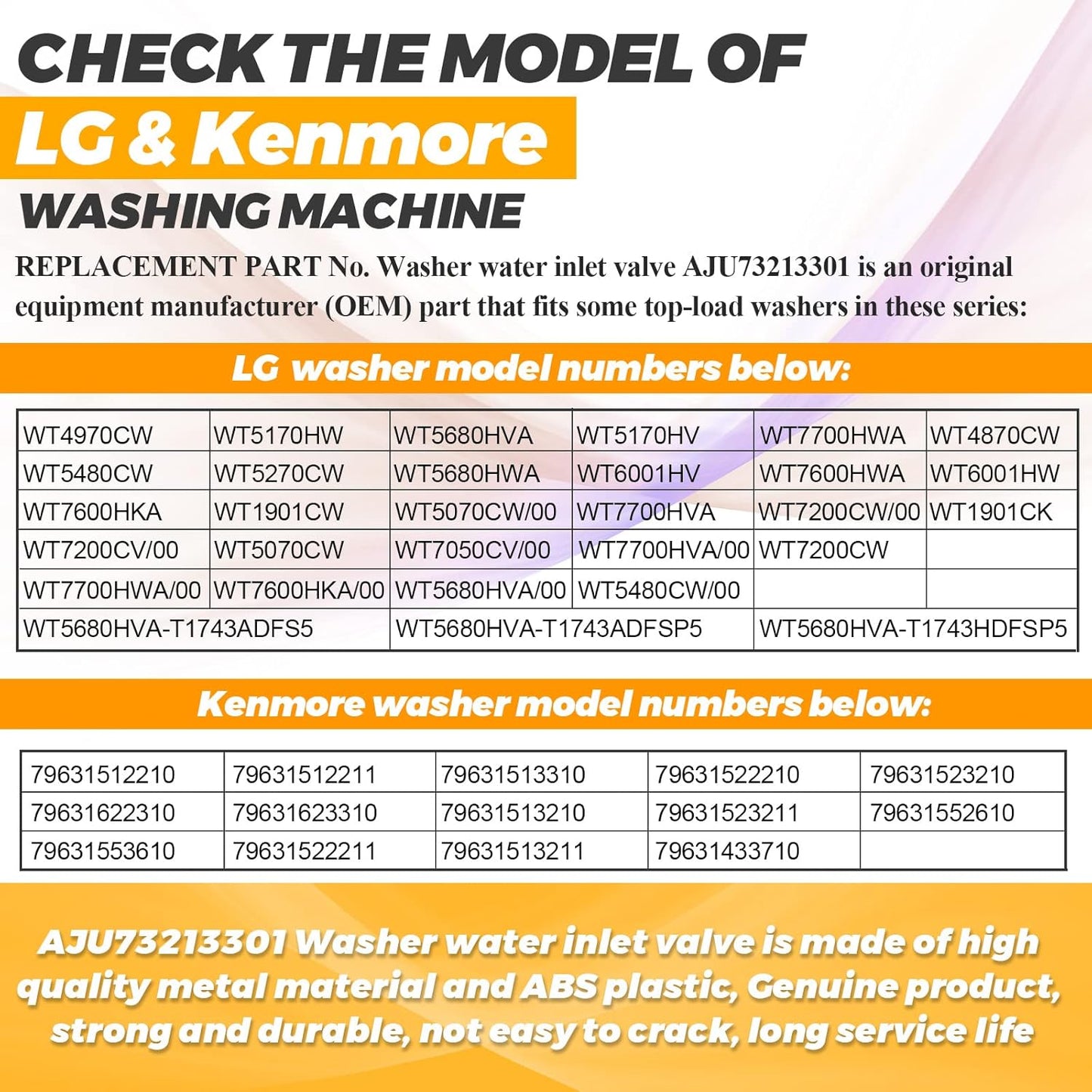 Techecook Washer Water Inlet Valve for Kenmore LG Washer WT5680HVA, wt7200cw, wt5270cw - Replaces AJU73213301 AJU75152601 AP5668417 AP6308239 TAW35618287