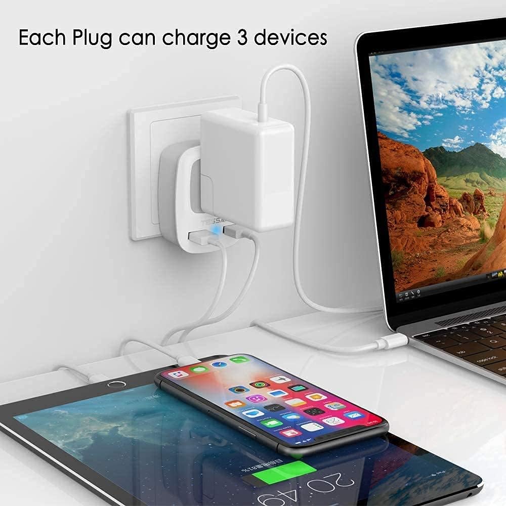 TESSAN European Travel Plug Adapter 3 Pack with 2 USB Ports - Type C Outlet Charger for USA to Europe, Spain, Italy, Germany, France, Israel