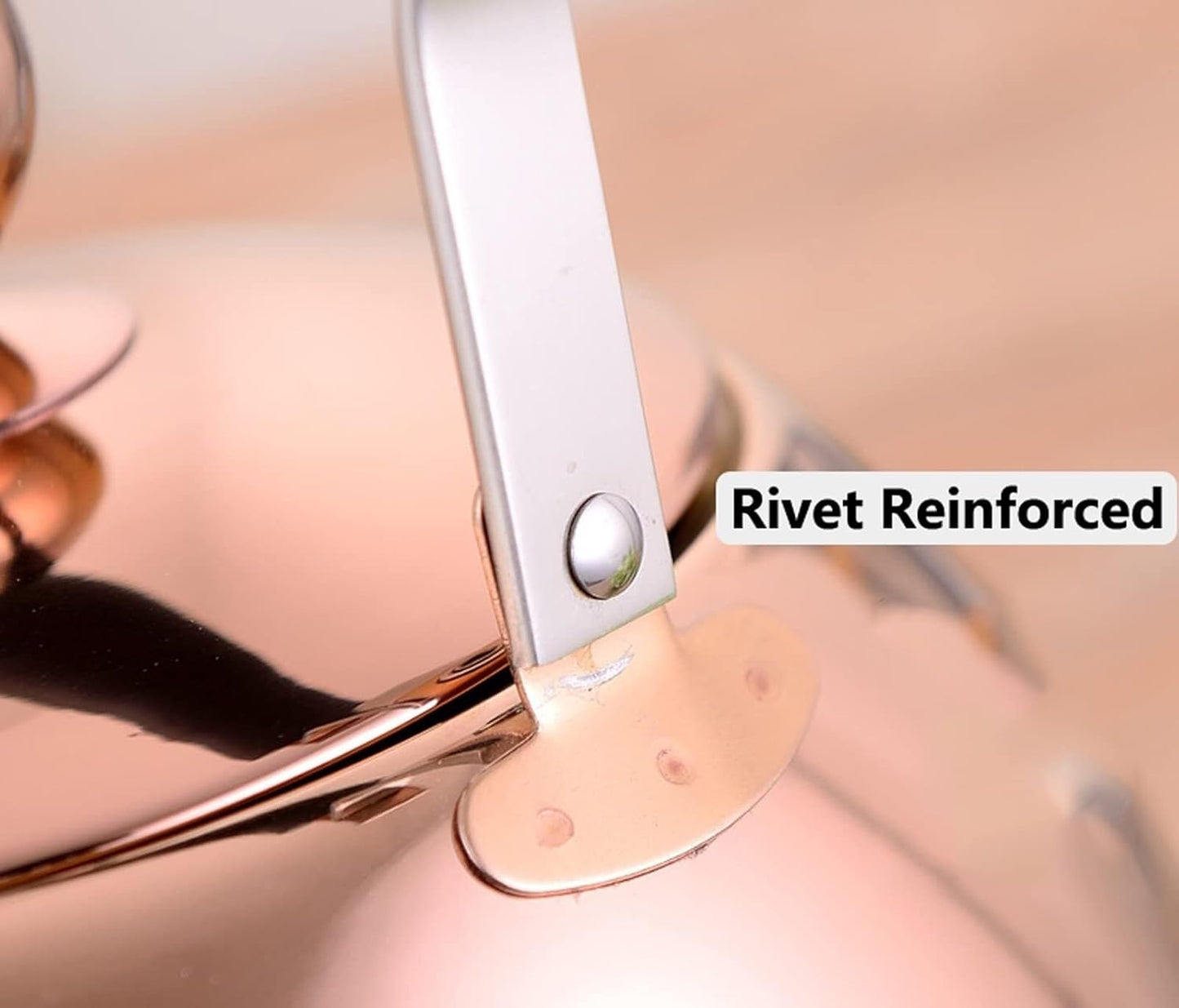 TIMOBIZZ Stainless Steel Whistling Tea Kettle - Fast Heating 2.1 to 5.3 Quart for All Stove Types - Rose Gold, 4L