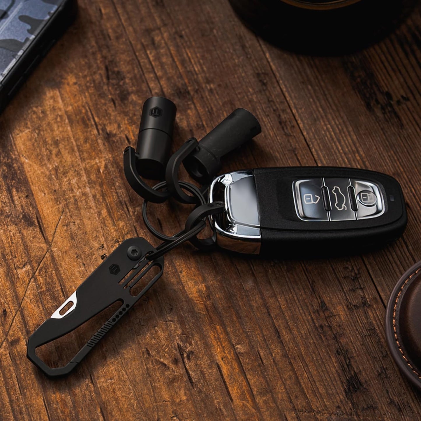 Titanium Pocket Utility Knife with Carabiner - KeyUnity KK08 EDC Folding Knife for Everyday Carry