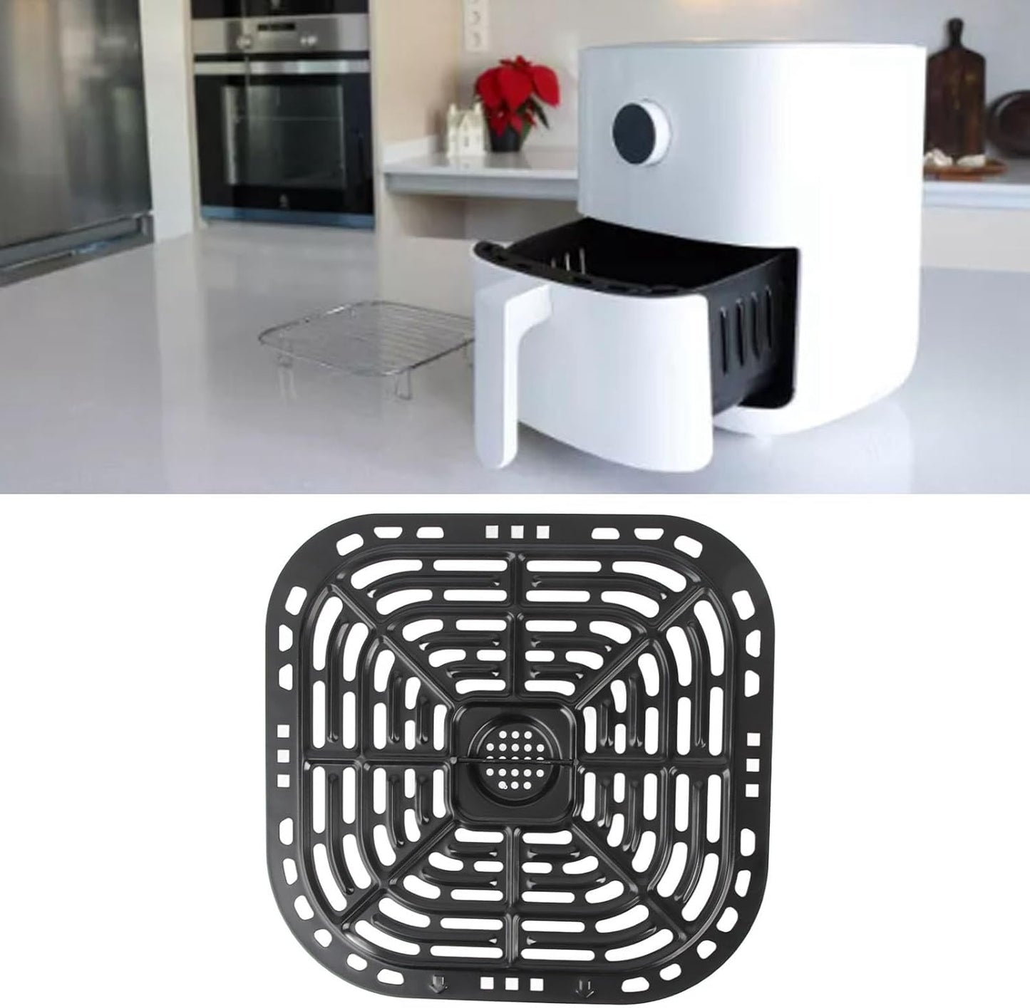 TOPINCN Stainless Steel Air Fryer Grill Crisper Plate - Replacement Tray for Air Fryer (24x23cm)