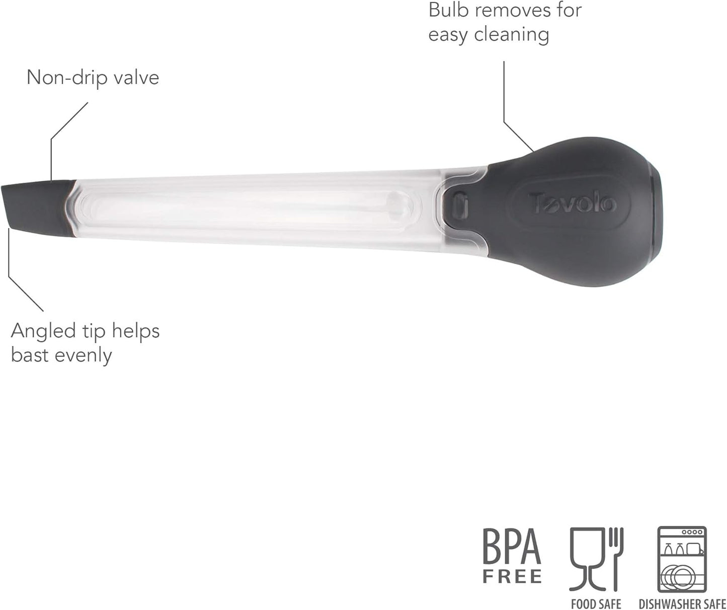 Tovolo Large Angle Tipped Turkey Baster - Dripless & Slim Design for Drawer Storage - Dishwasher-Safe & BPA-Free