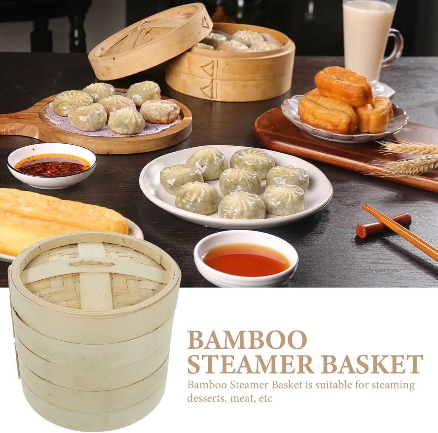 Traditional Chinese Bao Steamer Set - Includes Steam Basket, Egg Steamer, and Cookware for Steamed Buns and Dim Sum