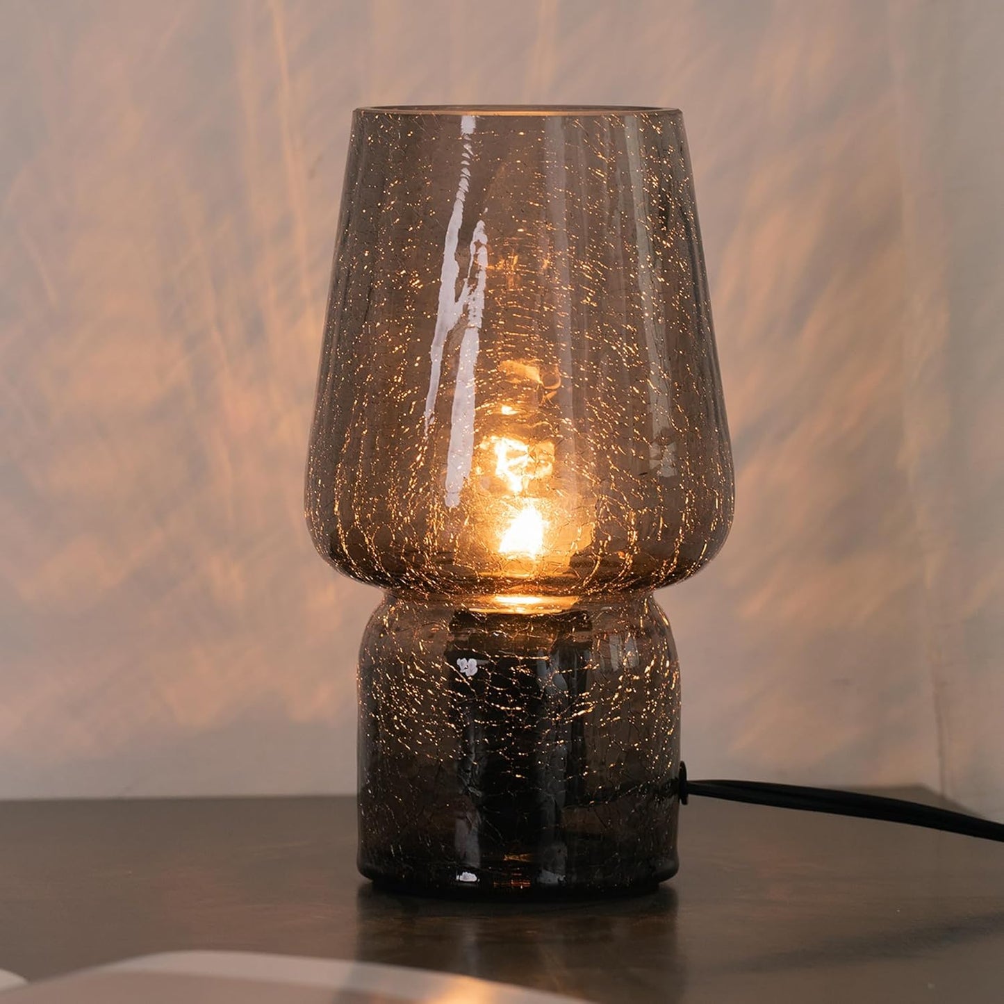 Translucent Raindrop Mushroom Table Lamp - Small Cute Nightstand Light for Bedrooms and Kitchens - Perfect Gift for Girls - Black Color