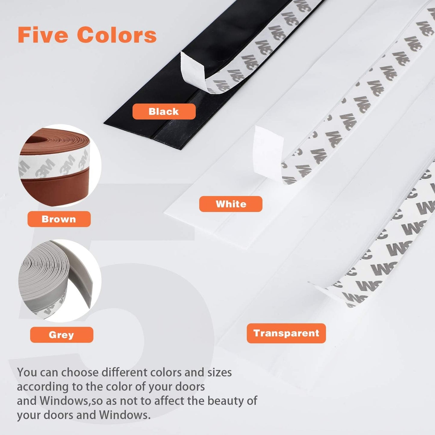 Transparent Silicone Seal Strip - 26 Feet Door Weather Stripping & Draft Stopper Tape for Windows, Doors, Shower Glass - Adhesive Sealant for Gaps (45MM)
