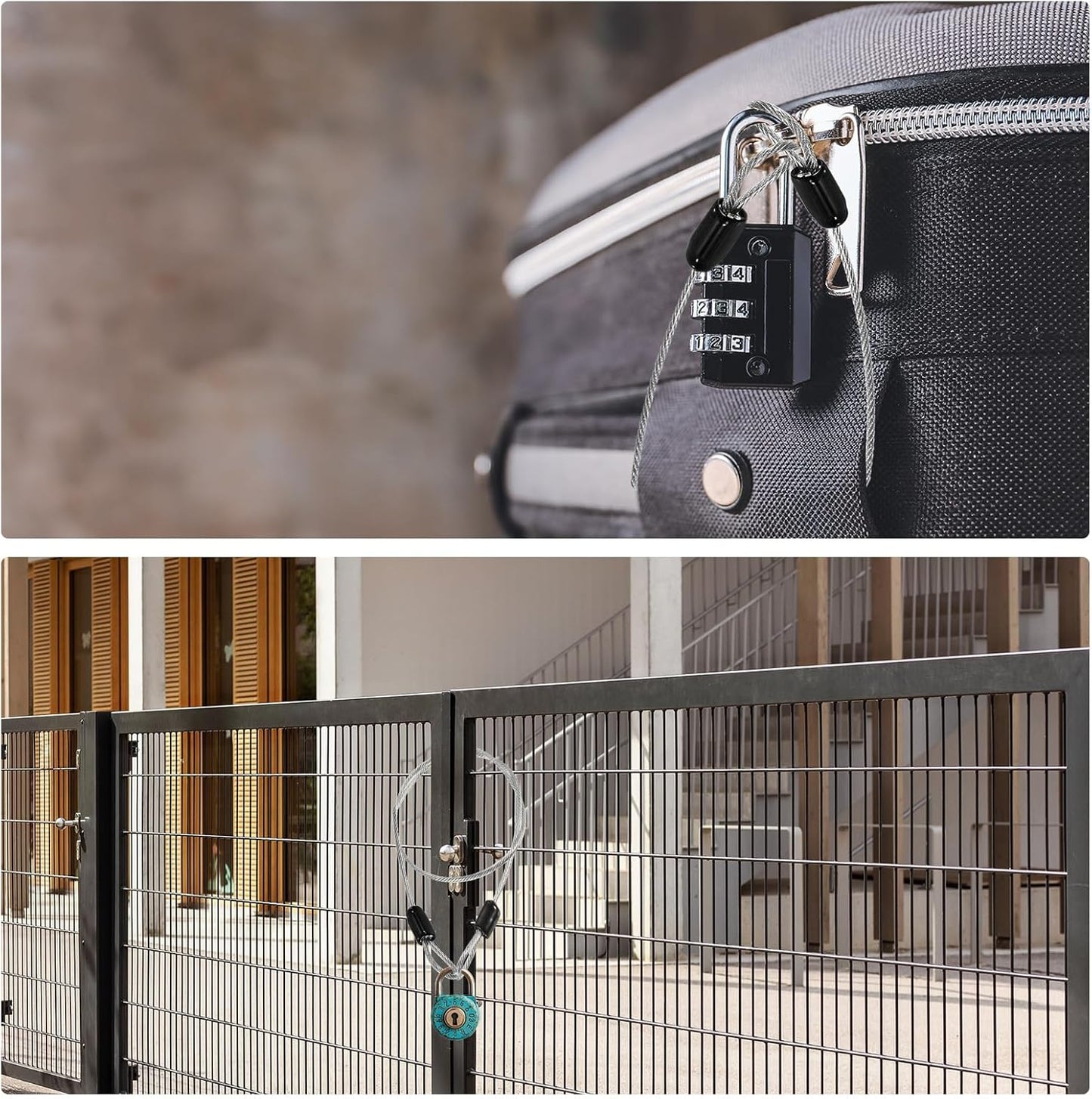 Transparent Vinyl Coated Steel Cable Lock for Bike Bicycle U-Lock Padlock - 1.6ft Flexible Wire Rope Luggage Lock by MECCANIXITY